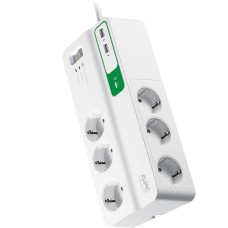 APC Essential SurgeArrest PM6U-GR, 6-fach, 2x USB, Steckdosenleiste(weiß, 2 Meter Kabel, Überspannungsschutz, Schalter)
