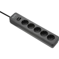 APC Steckdosenleiste Essential SurgeArrest PME5B-GR, 5-fach(schwarz, 1,5 Meter Kabel, Überspannungsschutz, Schalter)
