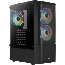 Aerocool Quantum Mesh-G-BK-v3, Tower-Gehäuse(schwarz/grau, Seitenteil aus Tempered Glass)