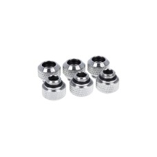 Alphacool Eiszapfen 12mm HardTube Anschraubtülle G1/4 - Chrome, Verbindung(silber, 6er Set, gerade)