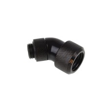 Alphacool Eiszapfen 16mm HardTube Anschraubtülle 45° drehbar, Verbindung(schwarz, G1/4 für Acryl-Messingrohre - Deep Black)