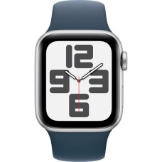 Apple Watch SE (2023), Smartwatch(silber/blau, 40 mm, Sportarmband, Aluminium, Cellular)