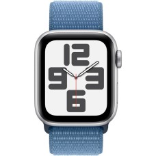 Apple Watch SE (2023), Smartwatch(silber/blau, 40 mm, Sport Loop, Aluminium, Cellular)