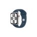 Apple Watch SE (2023), Smartwatch(silber/blau, 44 mm, Sportarmband, Aluminium, Cellular)