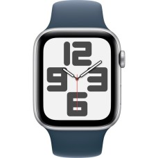 Apple Watch SE (2023), Smartwatch(silber/blau, 44 mm, Sportarmband, Aluminium, Cellular)