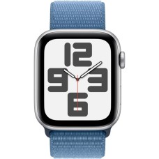 Apple Watch SE (2023), Smartwatch(silber/blau, 44 mm, Sport Loop, Aluminium, Cellular)