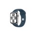 Apple Watch SE (2023), Smartwatch(silber/blau, 44 mm, Sportarmband, Aluminium)