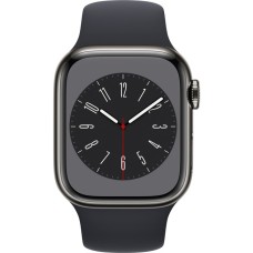 Apple Watch Series 8, Smartwatch(graphit, 41 mm, Sportarmband, Edelstahl-Gehäuse, LTE)