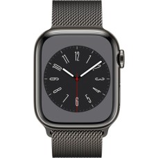 Apple Watch Series 8, Smartwatch(graphit, 41 mm, Milanaise Armband, Edelstahl-Gehäuse, LTE)