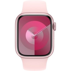 Apple Watch Series 9, Smartwatch(silber/rosé, Aluminium, 41 mm, Sportarmband, Cellular)