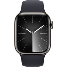 Apple Watch Series 9, Smartwatch(graphit/dunkelblau, Edelstahl, 41 mm, Sportarmband, Cellular)