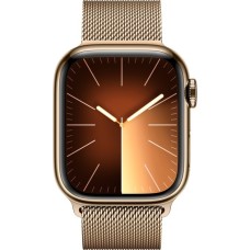 Apple Watch Series 9, Smartwatch(gold/gold, Edelstahl, 41 mm, Milanaise Armband, Cellular)