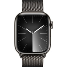 Apple Watch Series 9, Smartwatch(graphit/graphit, Edelstahl, 41 mm, Milanaise Armband, Cellular)