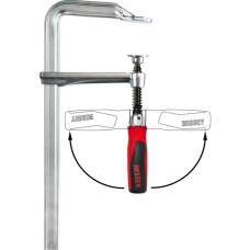 BESSEY Original Ganzstahl-Schraubzwinge GZ50-12KG(silber/rot, 500 / 120, mit Klappgriff)