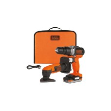 BLACK+DECKER 12Volt 2-er Kit, Schlagbohrschrauber + Deltaschleifer BDCK121S1S(orange/schwarz, Li-Ionen Akku 1,5Ah)