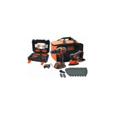 BLACK+DECKER 18V Combo-Kit BCK23S1SA41: Akku-Schlagbohrschrauber + Akku-Mouse(schwarz/orange, Li-Ionen Akku 1,5Ah, 41-tlg. Zubehör-Set)