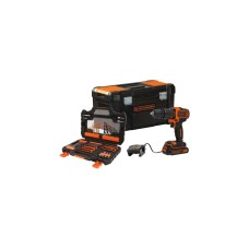 BLACK+DECKER Akku-Schlagbohrschrauber BDCHD18S1KA, 18Volt(schwarz/orange, Li-Ionen Akku 1,5Ah, inkl. 104-teiliges Zubehör-Set)