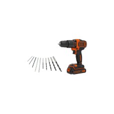 BLACK+DECKER Akku-Schlagbohrschrauber BDGHD18KA, 18Volt(schwarz/orange, Li-Ionen Akku 1,5Ah, inkl. 10-teiliges Bohrer-Set)