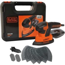 BLACK+DECKER Mouse-Schleifer KA2500K, Deltaschleifer(orange/schwarz, 120 Watt, mit Koffer u. 9-tlg. Schleifzubehör)