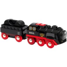 BRIO Batterie-Dampflok mit Wassertank, Spielfahrzeug(schwarz/rot)