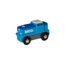 BRIO Blaue Frachtlok mit Batterie, Spielfahrzeug(blau/weiß)