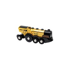 BRIO Goldene Batterielok mit Licht und Sound, Spielfahrzeug