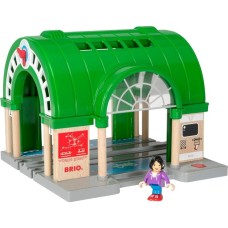 BRIO World Neuer Hauptbahnhof mit Ticketautomat, Spielgebäude(grün/grau)