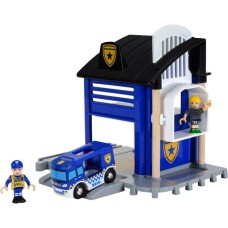 BRIO World Polizeistation mit Einsatzfahrzeug, Spielgebäude(blau/schwarz)