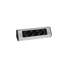 Bachmann CASIA 2 Steckdosenleiste 3-fach, kurz, Wand- oder Eckmontage(edelstahl, 2 Meter Kabel)