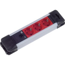 Bachmann CONNECTUS Steckdosenleiste 3-fach(schwarz/rot, 2 Meter Kabel, C14)