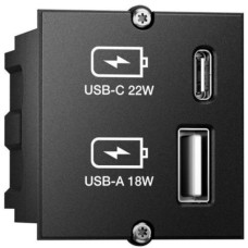 Bachmann Custom Modul USB-Charger, USB-A + USB-C, Ladegerät(schwarz, für Tischsteckdosen)