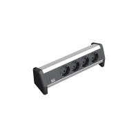 Bachmann DESK 1 Steckdosenleiste 4-fach(schwarz/aluminium, 3 Meter Kabel)