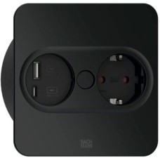 Bachmann Einbausteckdose TWIST 2, eckig, 2-fach, USB-Charger(schwarz, 1x Schutzkontakt, 1x USB-A, 1x USB-C)