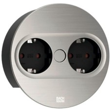 Bachmann Einbausteckdose TWIST 2, rund, 2-fach(edelstahl, 2x Schutzkontakt)