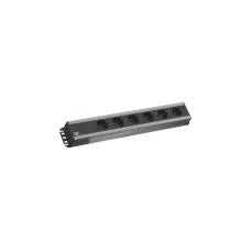 Bachmann Handwerkerleiste, 90° 6-fach Steckdosenleiste 19"(schwarz/grau, 2 Meter Kabel, 15mm Abstände)