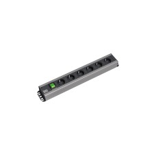 Bachmann Handwerkerleiste, 90° 6-fach Steckdosenleiste 19"(schwarz/grau, 2 Meter Kabel, 15mm Abstände, mit Schalter)