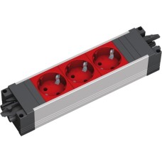 Bachmann STEP ALU Steckdosenleiste 3-fach(aluminium/rot, ohne Kabel, Wieland Stecksystem)