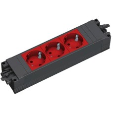 Bachmann STEP BASE Steckdosenleiste 3-fach(schwarz/rot, ohne Kabel, Wieland Stecksystem)