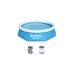 Bestway Fast Set Aufstellpool-Set, Ø 244cm x 61cm, Schwimmbad(blau/hellblau, mit Filterpumpe)