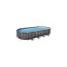 Bestway Power Steel Frame Pool-Set, 732cm x 366cm x 122cm, Schwimmbad(dunkelbraun/blau, Holzdekor, mit Filterpumpe)