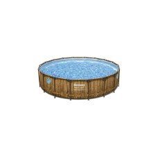 Bestway Power Steel Swim Vista Frame Pool-Set, Ø 549cm x 122cm, Schwimmbad(braun/hellblau, mit Sichtfenstern + Filterpumpe)