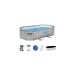Bestway Power Steel Swim Vista Oval Frame Pool-Set, 427 x 250 x 100cm, Schwimmbad(grau, mit Sichtfenstern, Modell 2022)