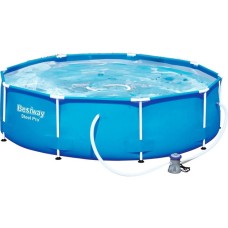 Bestway Steel Pro Frame Pool-Set, Ø 305cm x 76cm, Schwimmbad(blau, mit Filterpumpe)