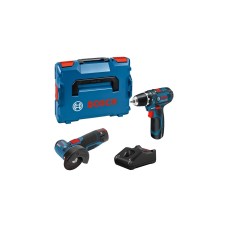 Bosch 12V Profi Set GSR 12V-15, GWS 12V-76 Combo Kit, Werkzeug-Set(blau, 2x Li-Ionen Akku 2,0Ah, L-BOXX)