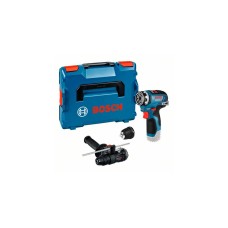 Bosch Akku-Bohrschrauber GSR 12V-35 FC Professional solo, 12Volt(blau/schwarz, ohne Akku und Ladegerät, mit FlexiClick Aufsätzen, L-BOXX)