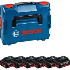 Bosch Akku GBA 18V 4.0Ah Professional, 6 Stück(blau/schwarz, L-BOXX, AMPShare Alliance)