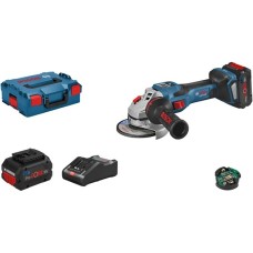 Bosch Akku-Winkelschleifer BITURBO GWS 18V-15 SC Professional(blau/schwarz, 2x Akku ProCORE18V 8,0Ah, Bluetooth Modul, in L-BOXX)