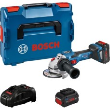 Bosch Akku-Winkelschleifer BITURBO GWS 18V-15 SC Professional(blau/schwarz, 2x Akku ProCORE18V 5,5Ah, Bluetooth Modul, in L-BOXX)