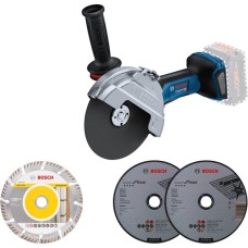 Bosch Akku-Winkelschleifer BITURBO GWS 18V-180 P Professional solo, Ø 180mm(blau/schwarz, ohne Akku und Ladegerät, inkl. 3 Trennscheiben)