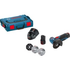 Bosch Akku-Winkelschleifer GWS 12V-76 Professional, 12Volt(blau/schwarz, 2x Li-Ionen Akku 3,0Ah, in L-BOXX)
